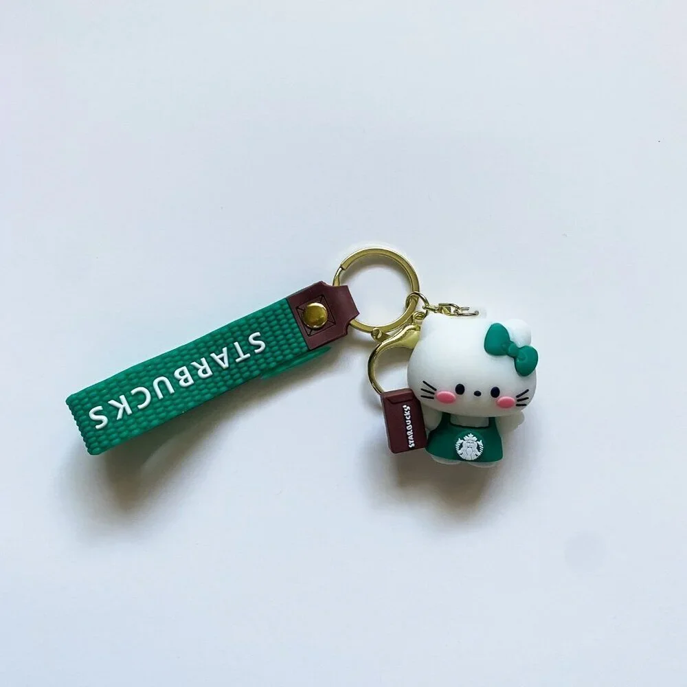 starbucks Hello Kitty Keychain Green Apron - Picture 2 of 3